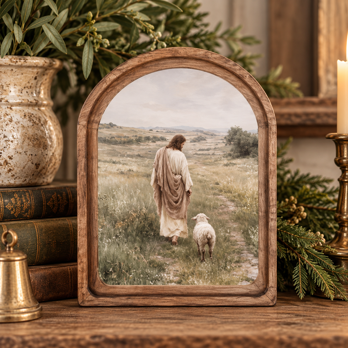 Arch Top Good Shepherd Framed Art