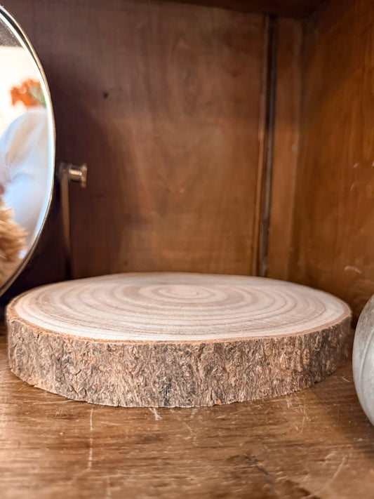 Natural Paulownia Wood Disc with Bark Edge