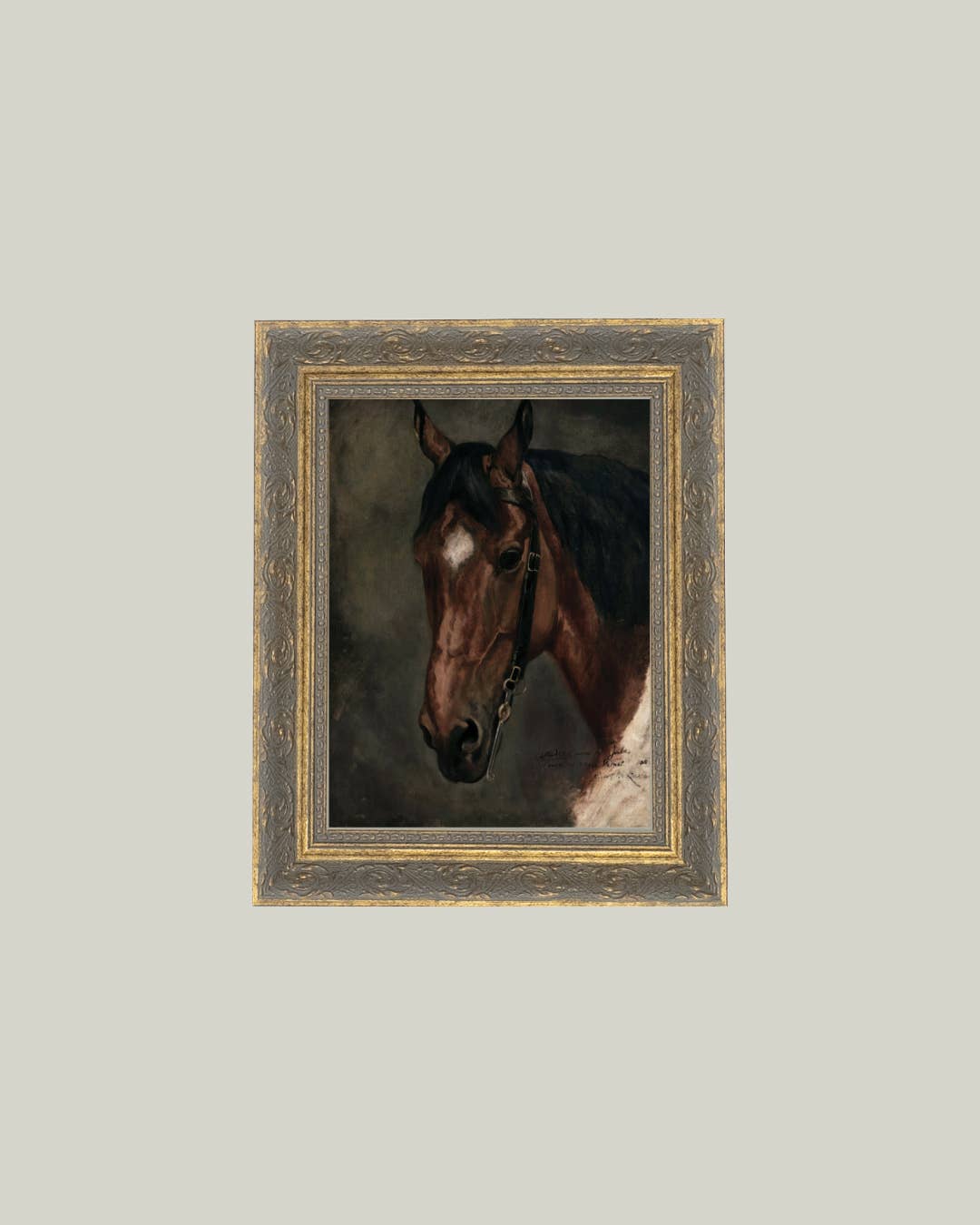 Horse Portrait Framed Antique Art: 5x7