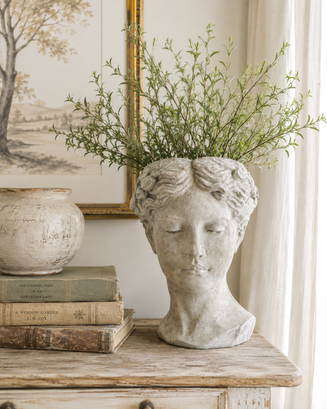 Cement Goddess Head Planter