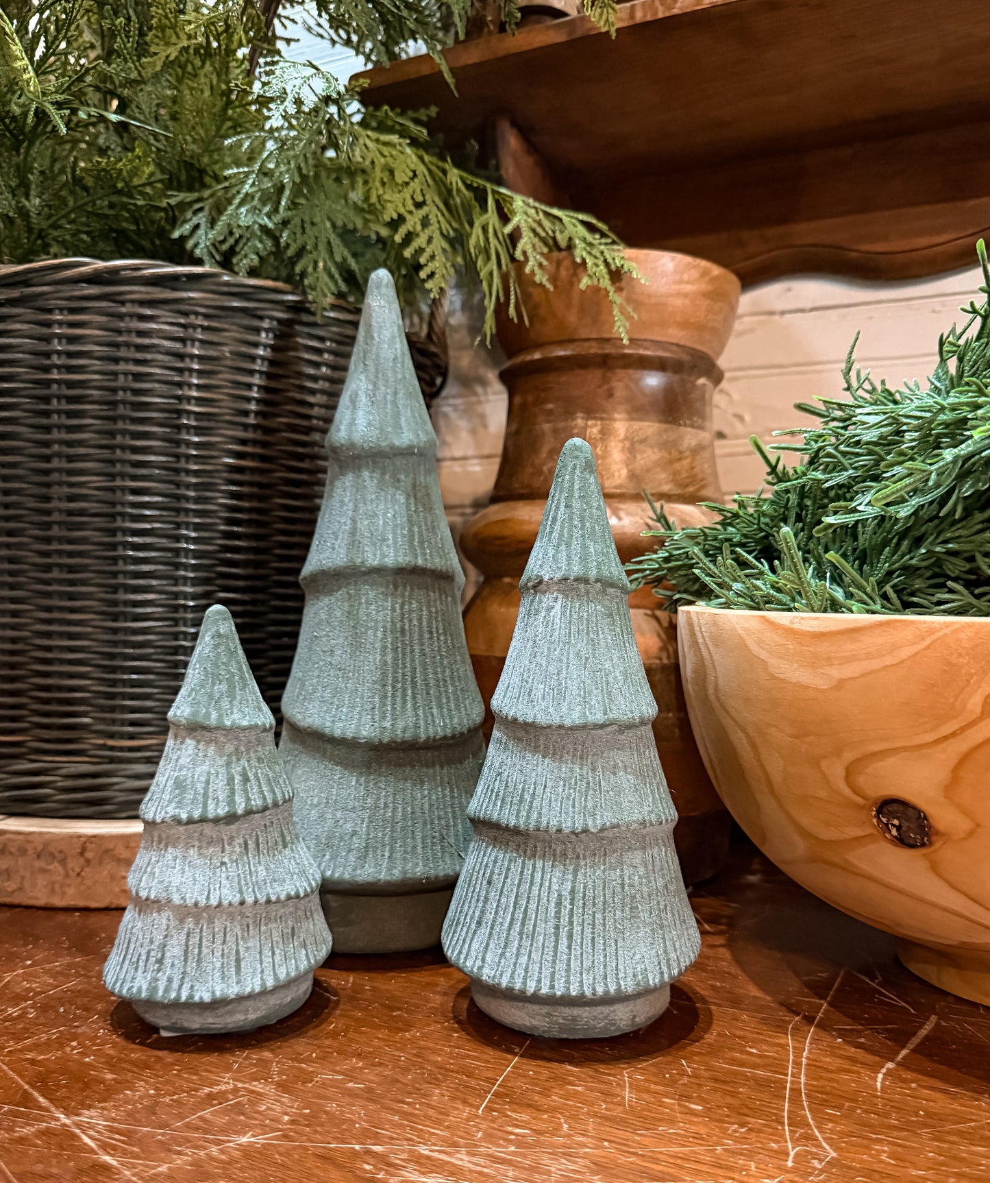 Textured Green Ceramic Christmas Trees