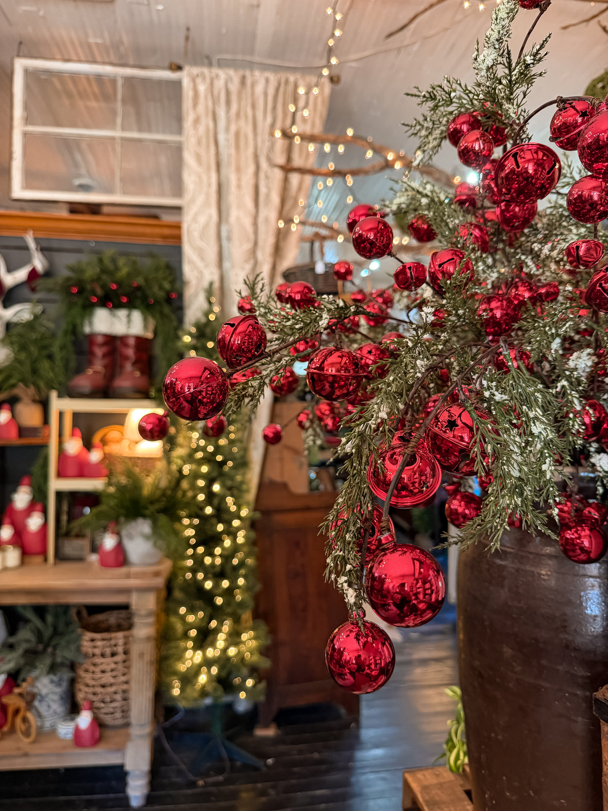 35" Jingle Pine Branch | Red Bells