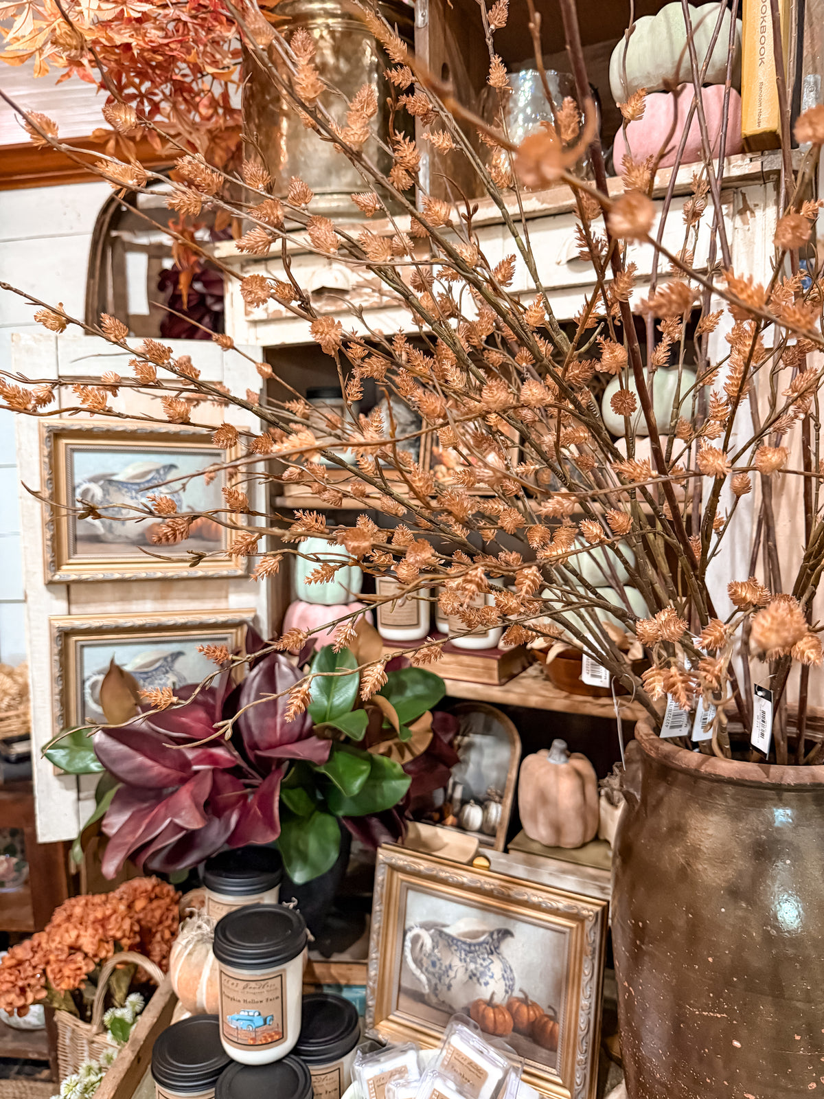 47” Natural Straw Flower Branch