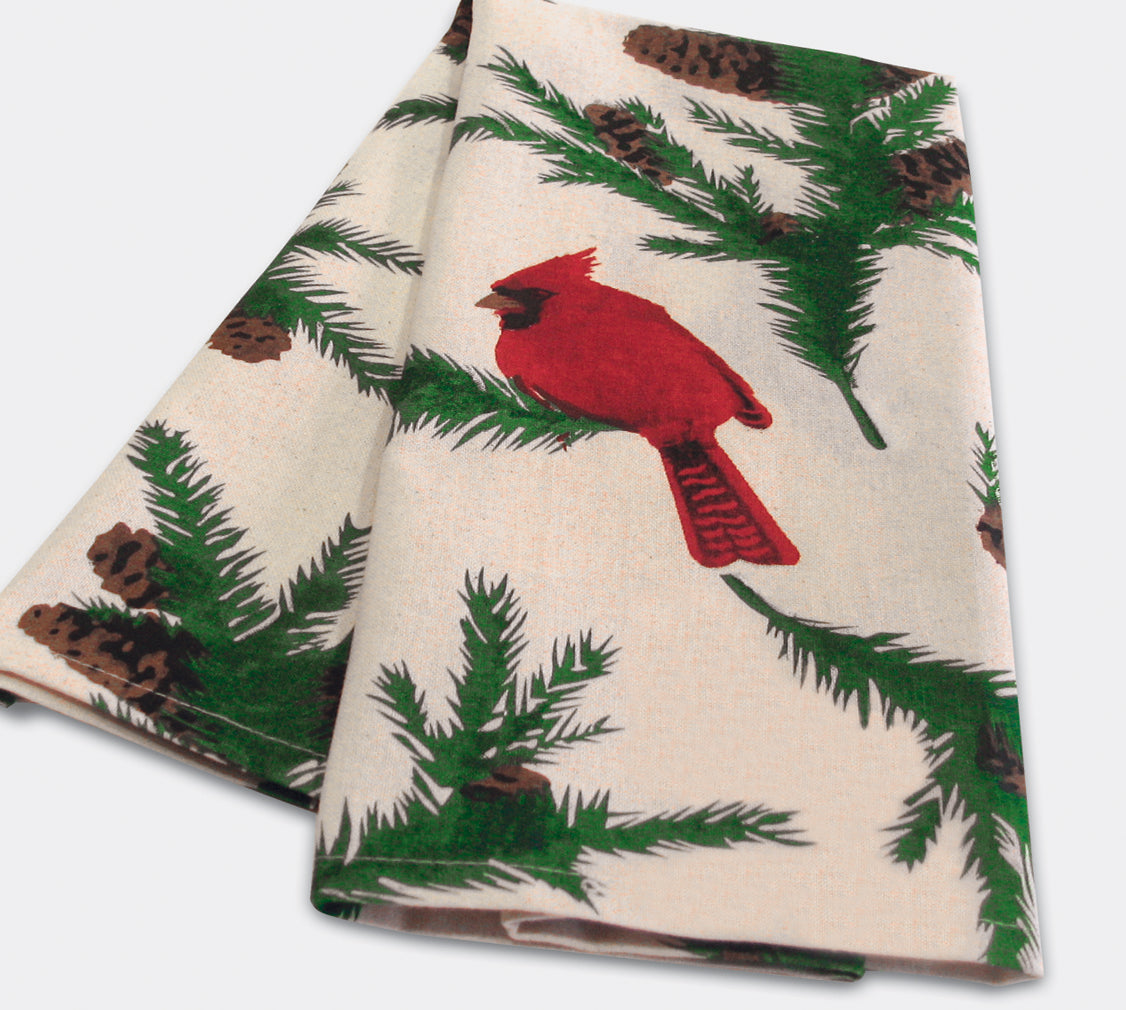 Cardinal Kitchen Towel on Pine
