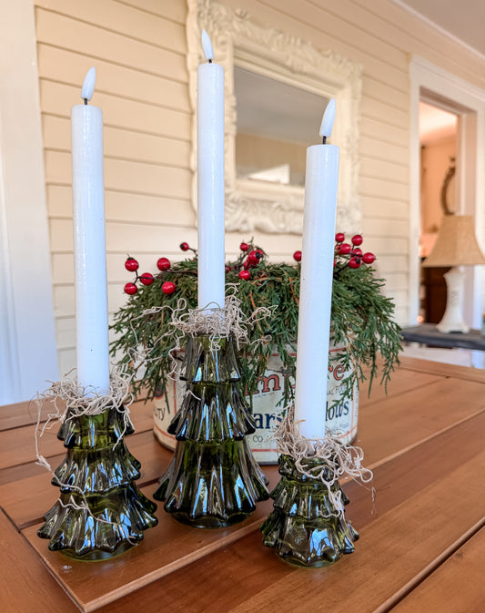 Set of 3 Glass Tree Candle Holders