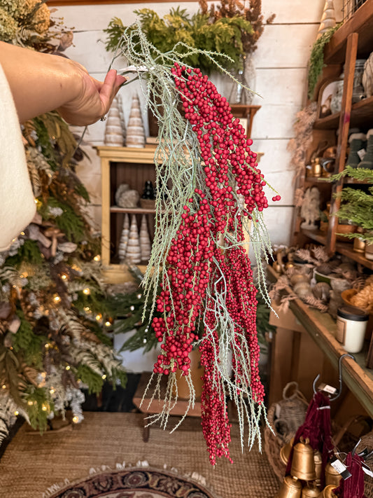 34" Red Pepper Berry Branch