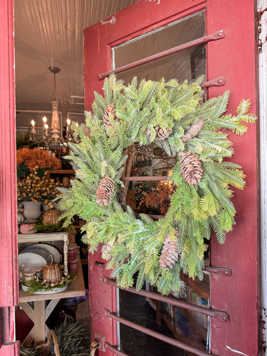 30" Real Touch Mixed Pine Pinecone Wreath
