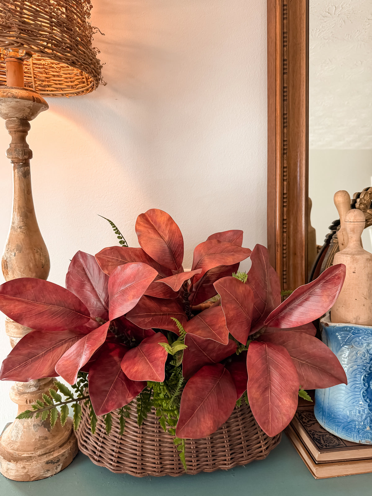 19” Autumn Ember Magnolia Leaf Stem