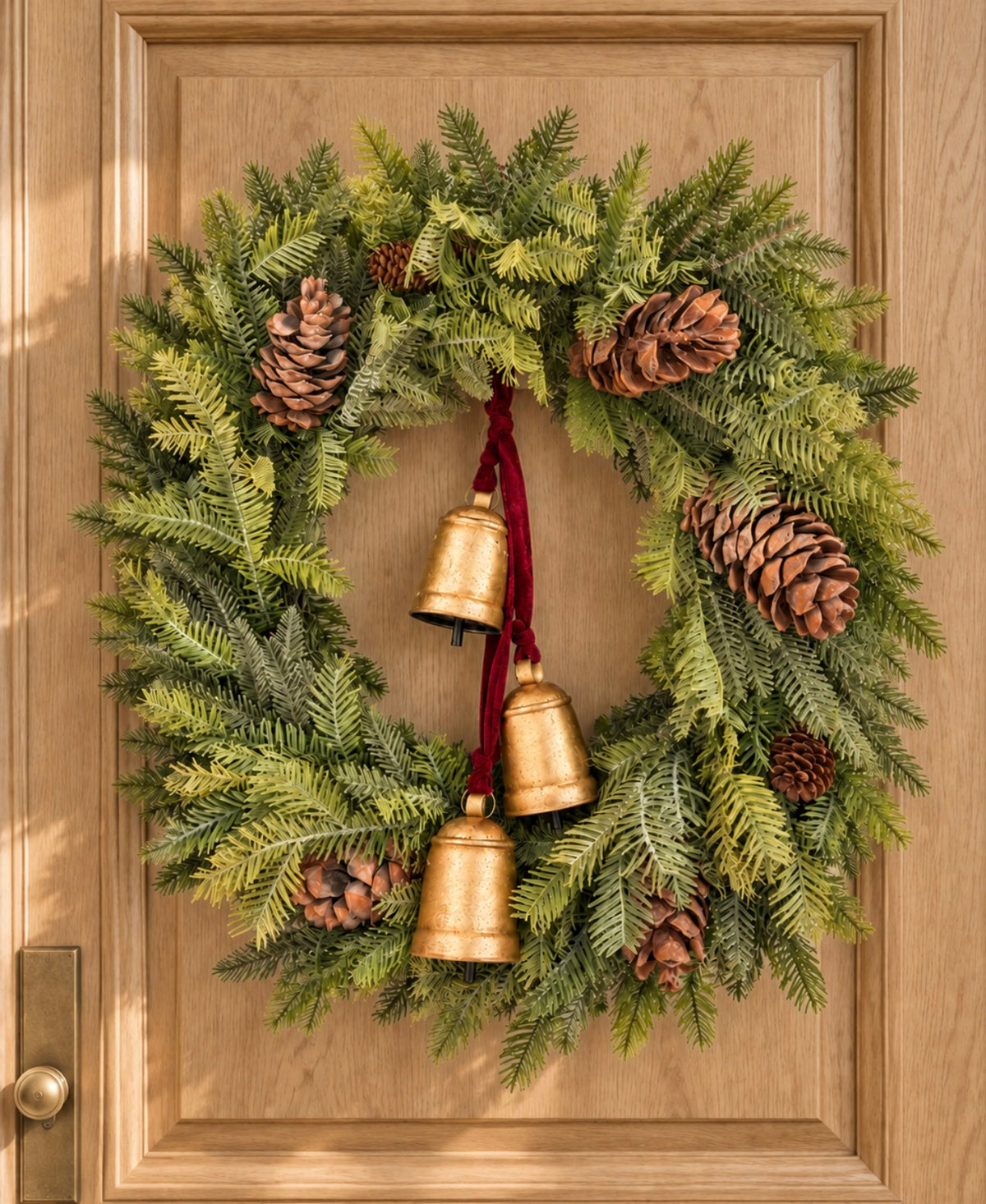 Vintage Gold Bell Cluster with Burgundy Velvet