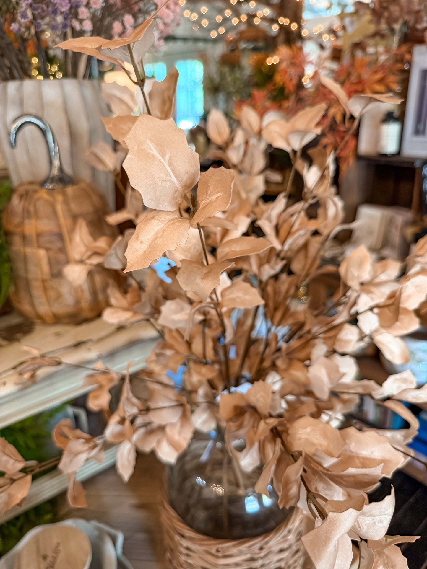 27" Light Brown Eva Birch Leaf Stem