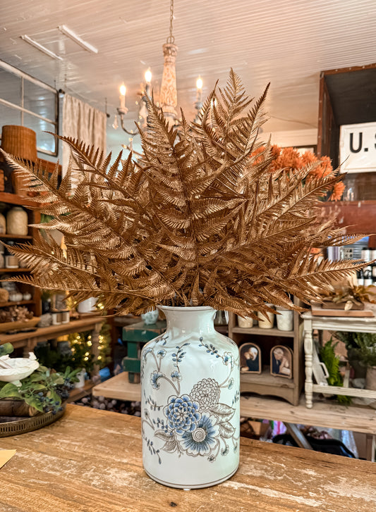 26" Washed Fern Spray – Brown & Gold