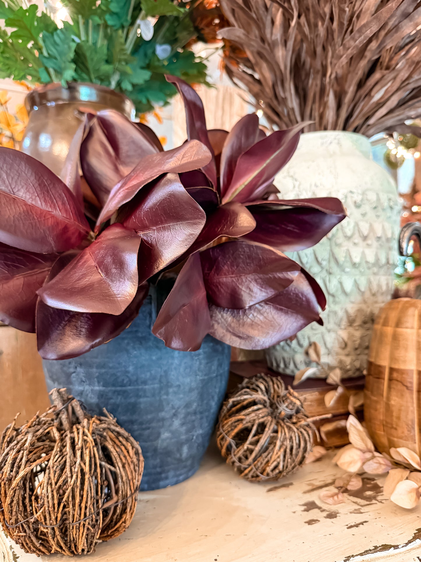 Merlot -16" Magnolia Leaf Spray