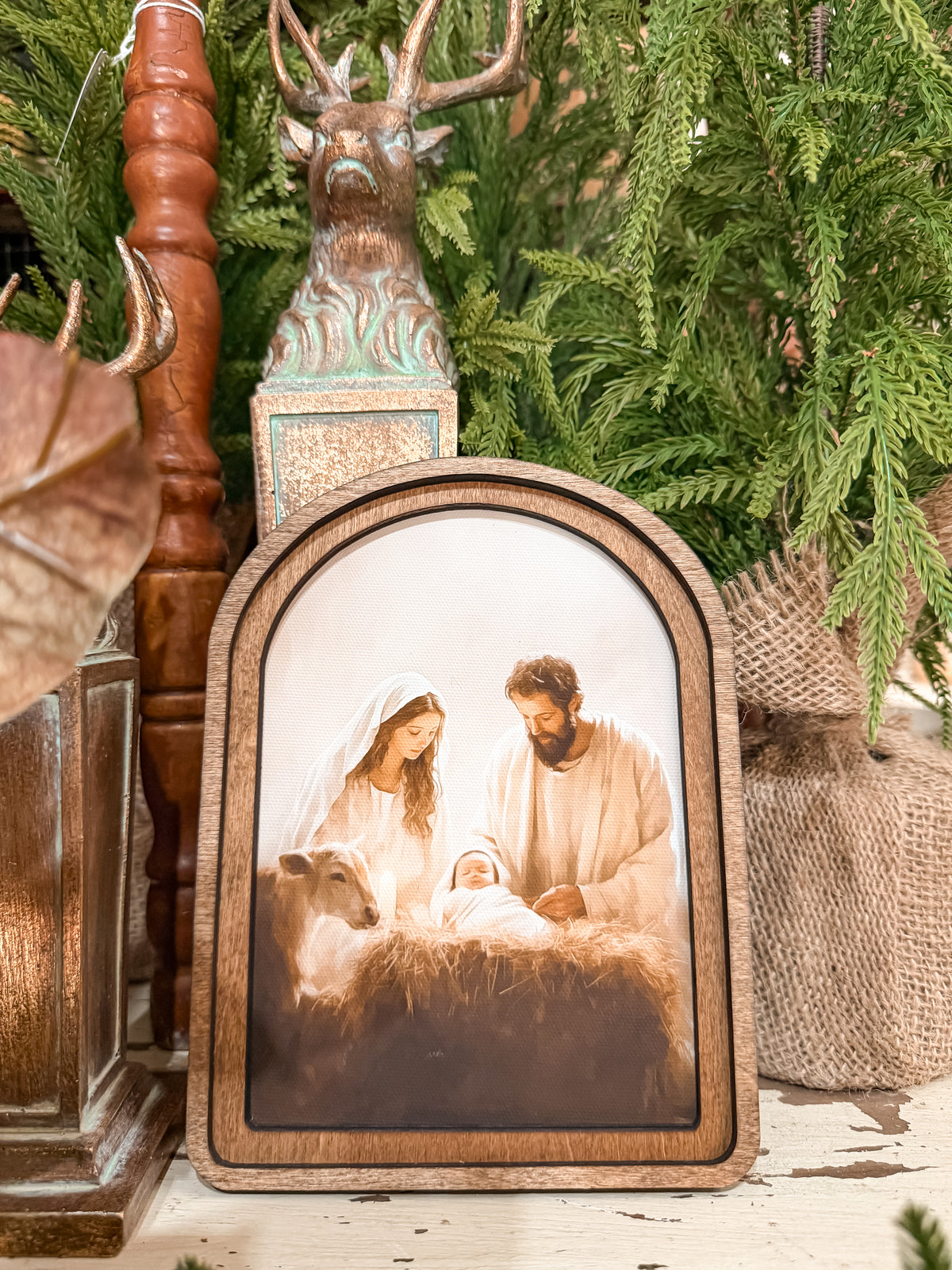 Arch Top Holy Family Nativity Framed Art | 6" x 8"