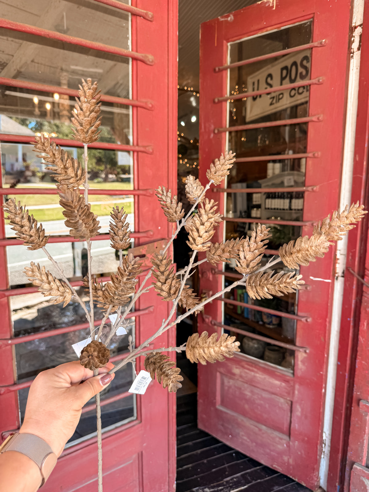 23.5" Long Pinecone Spray – Light & Dark Brown