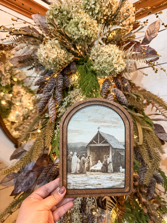 Nativity Scene Framed Art Arch Top