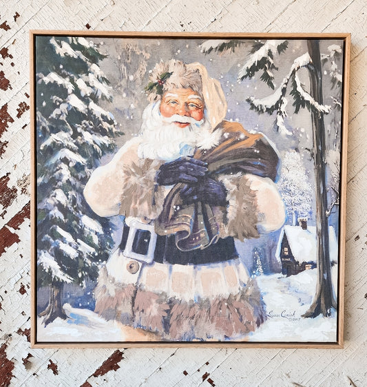 Woodland Santa Framed Canvas