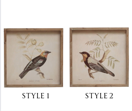 Wooden Framed Bird Print (Assorted)