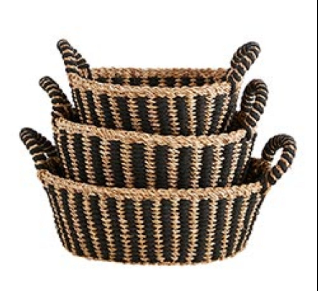 Black and Natural Baskets with Handle