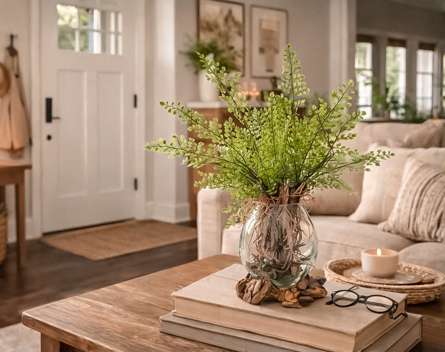 Glass Planter/Vase on Natural Wood Base