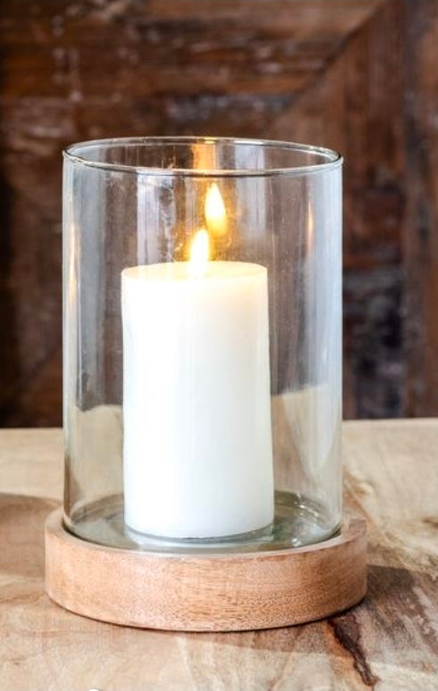 Glass Cylinder on Wooden Base