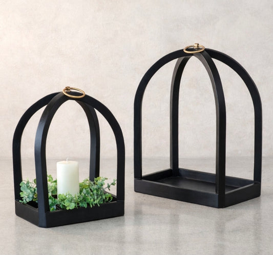Black Wood Lantern With Gold Hardware (Assorted Sizes)