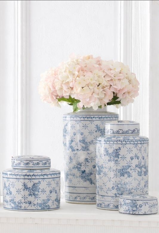 Blue and White Ginger Jars with Lid