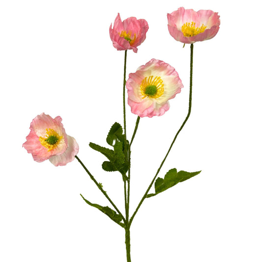 Flowering Fields Mini Poppy Spray - Pink - 23.5”