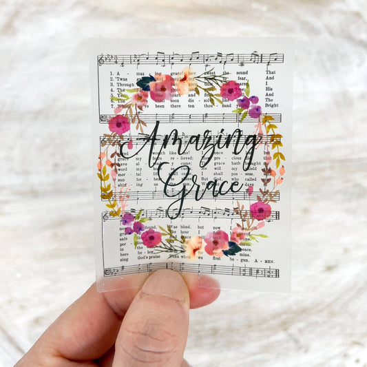 Amazing Grace Hymn, Floral Christian Sticker