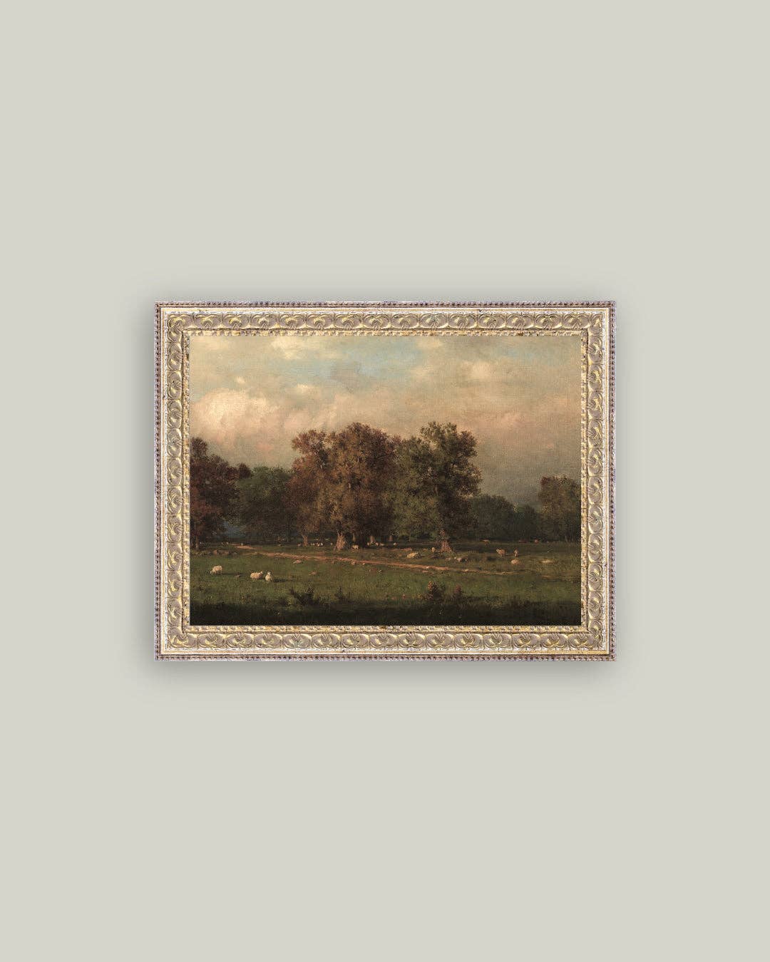 Sheep Farm Framed Antique Art: 10x8