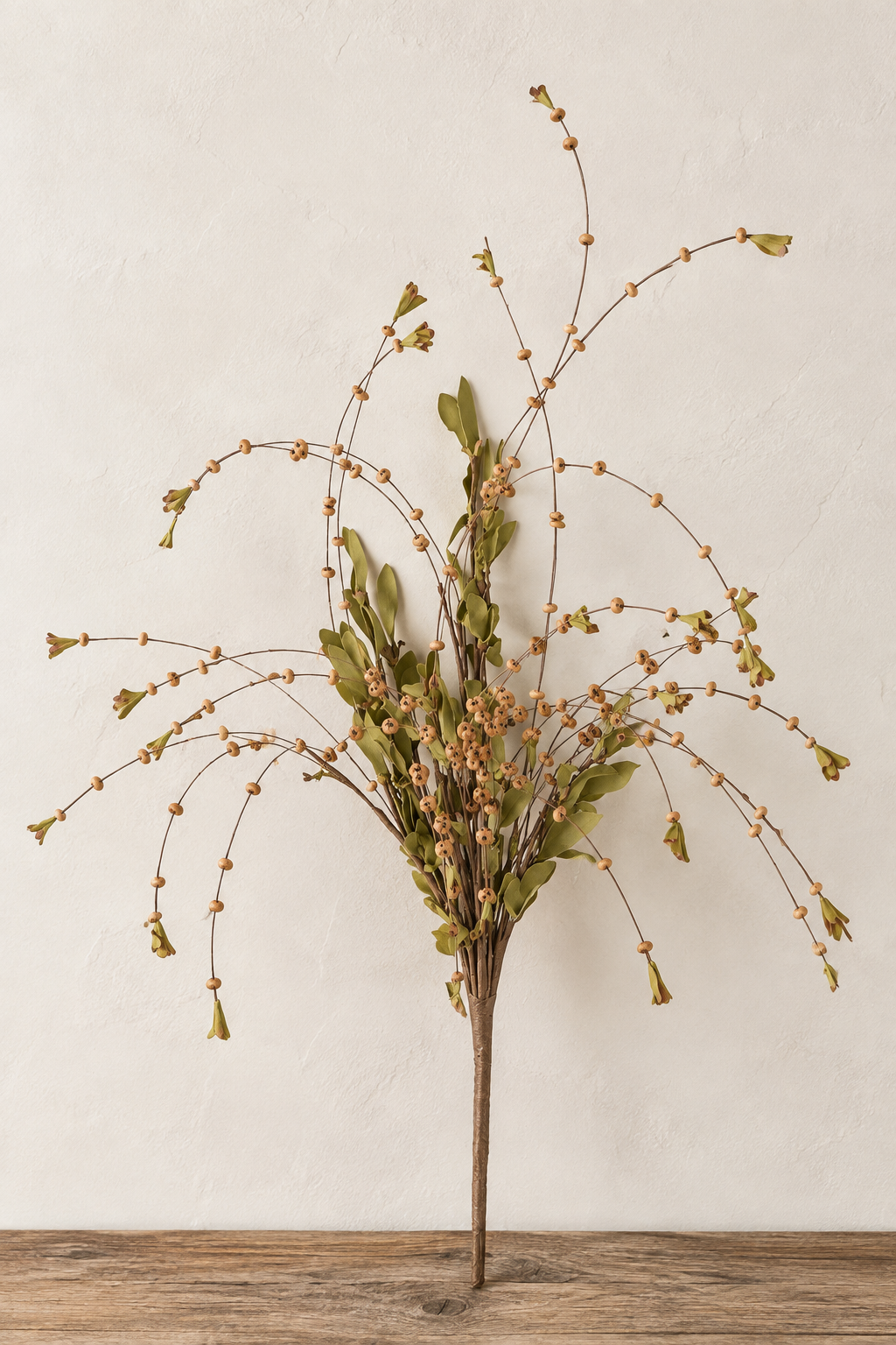 25” Brown Beaded Bud & Leaf Spray