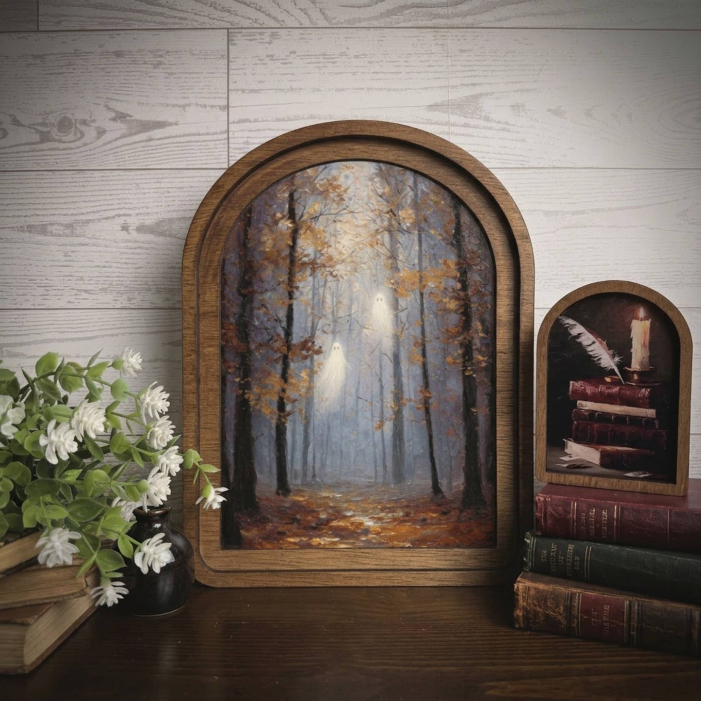 Arch Frame Owl Gentleman Halloween Moody | Wood & Canvas: Mini