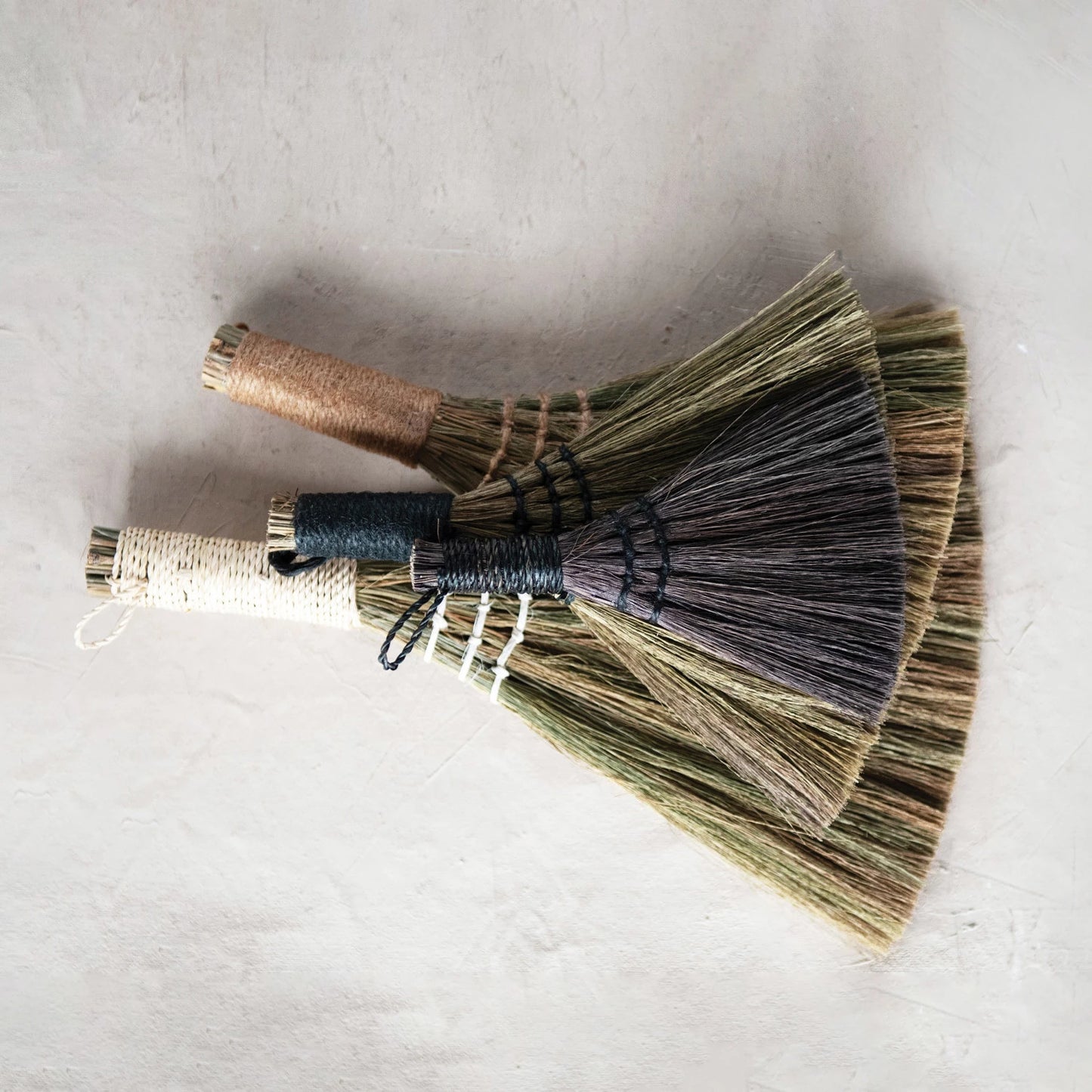 Whisk Brooms with Yarn Wrapped Handles