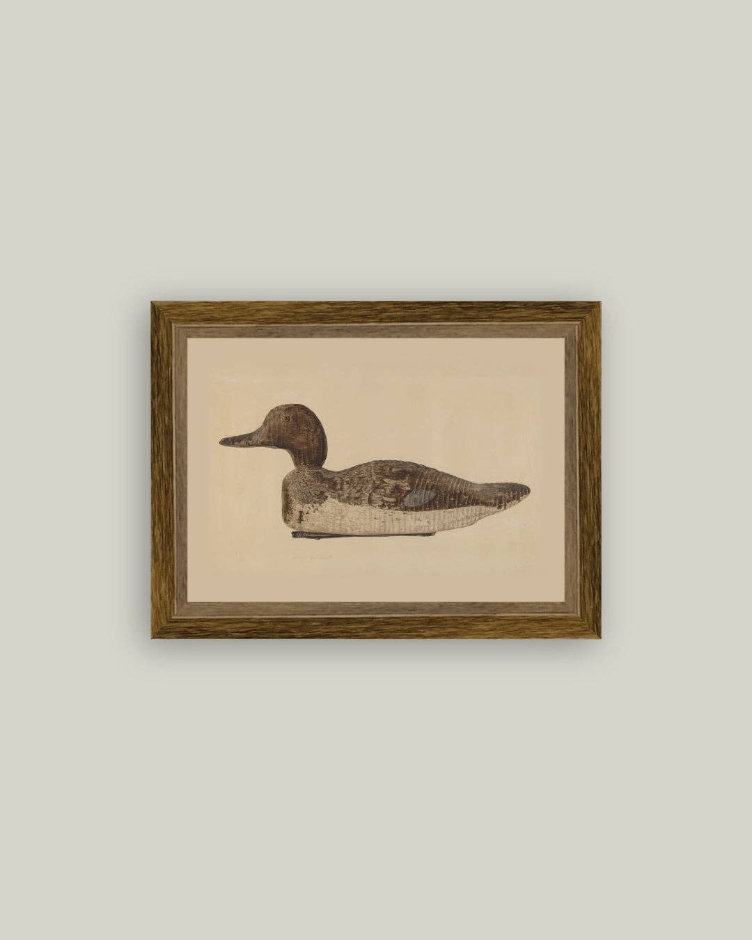 Wooden Duck Decoy Framed Antique Art: 6x4
