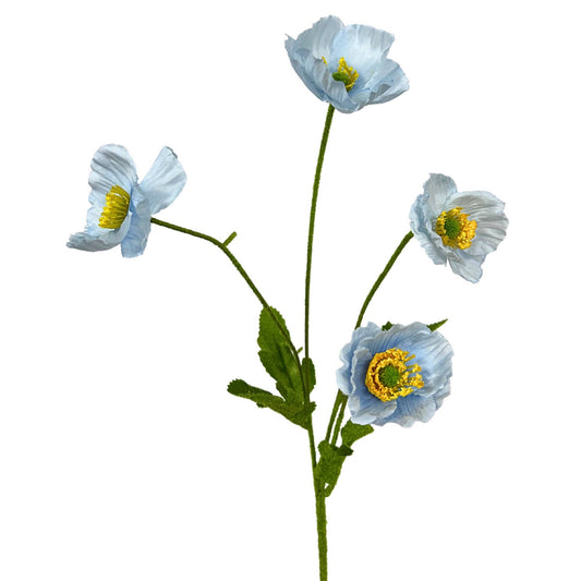 Flowering Fields Mini Poppy Spray - Lt. Blue - 23.5”