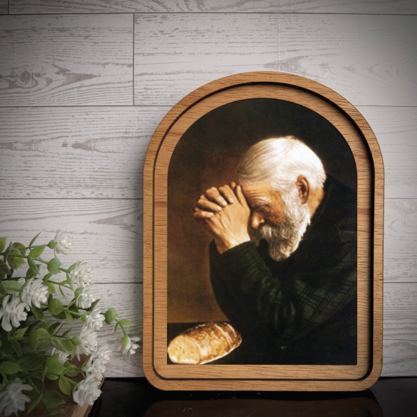 Arch Frame Art Christian Grace Praying | Wood & Canvas: Mini