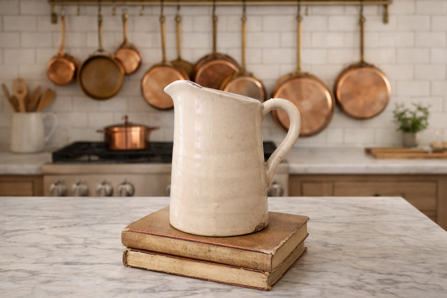 White Crackle Pitcher (HEAVY)