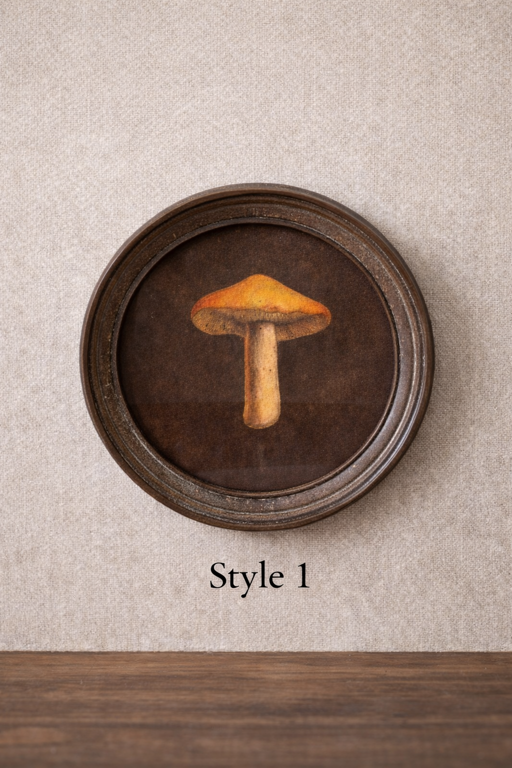 Round Framed Mushroom Print (Assorted)