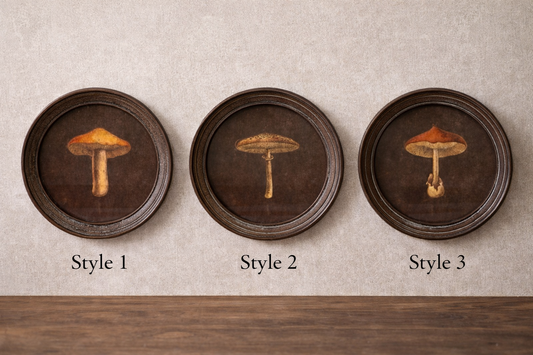 Round Framed Mushroom Print (Assorted)
