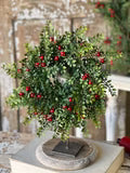 18" Red Berry Mini Leaf Wreath