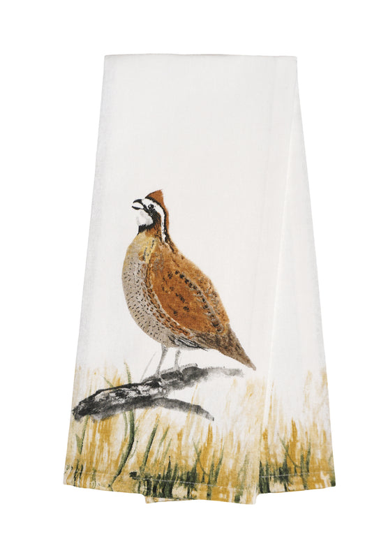 Quail Watercolor Style Dish Towel