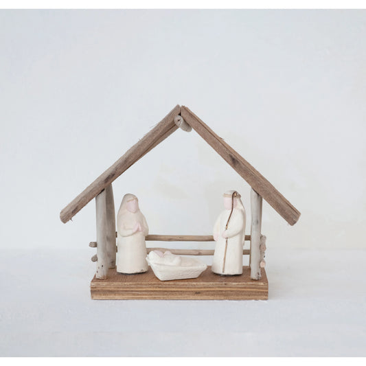 (White) Driftwood Manger Scene