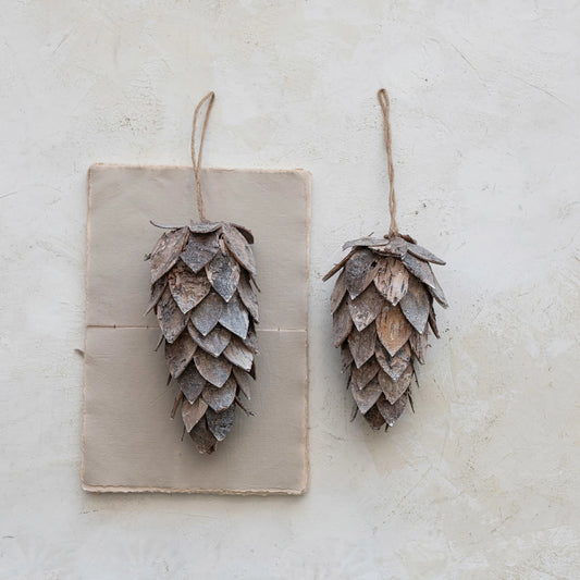 Oversized Shimmer Birch Pinecone Ornament