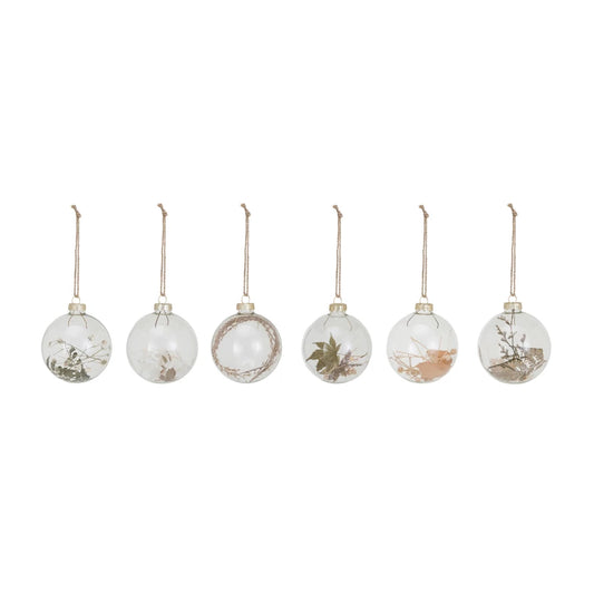 Dried Botanical Glass Ball Ornament