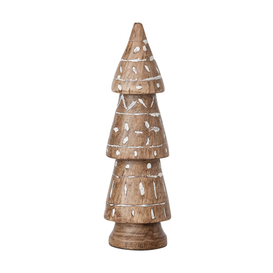 Hand-Carved Mango Wood Tree with Design