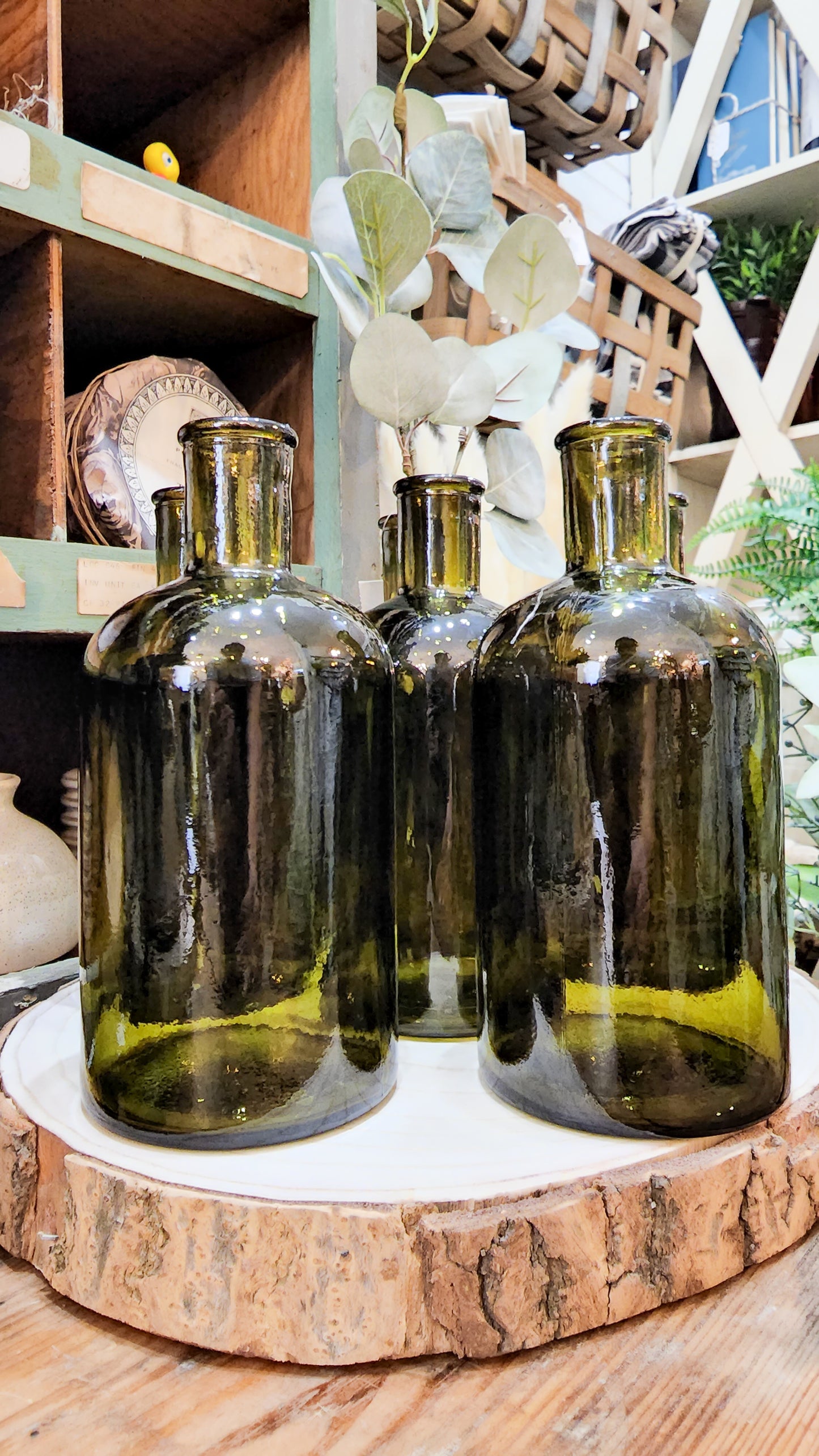 Olive Glass Bottles ( 2 Sizes)