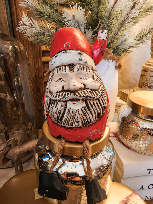 Wooden Santa with Dangle Legs
