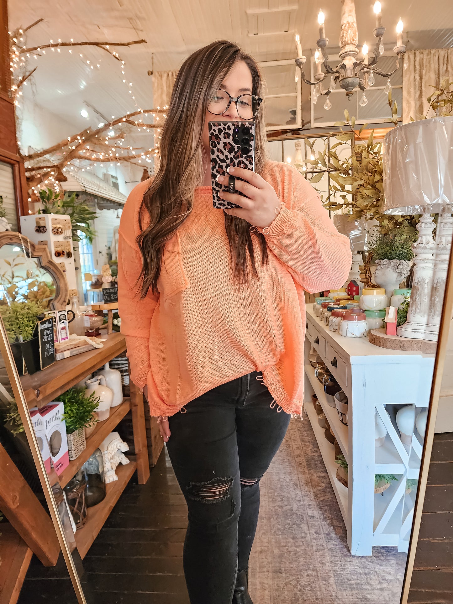 Spring Forward Oversized Knit Sweater (Peach)