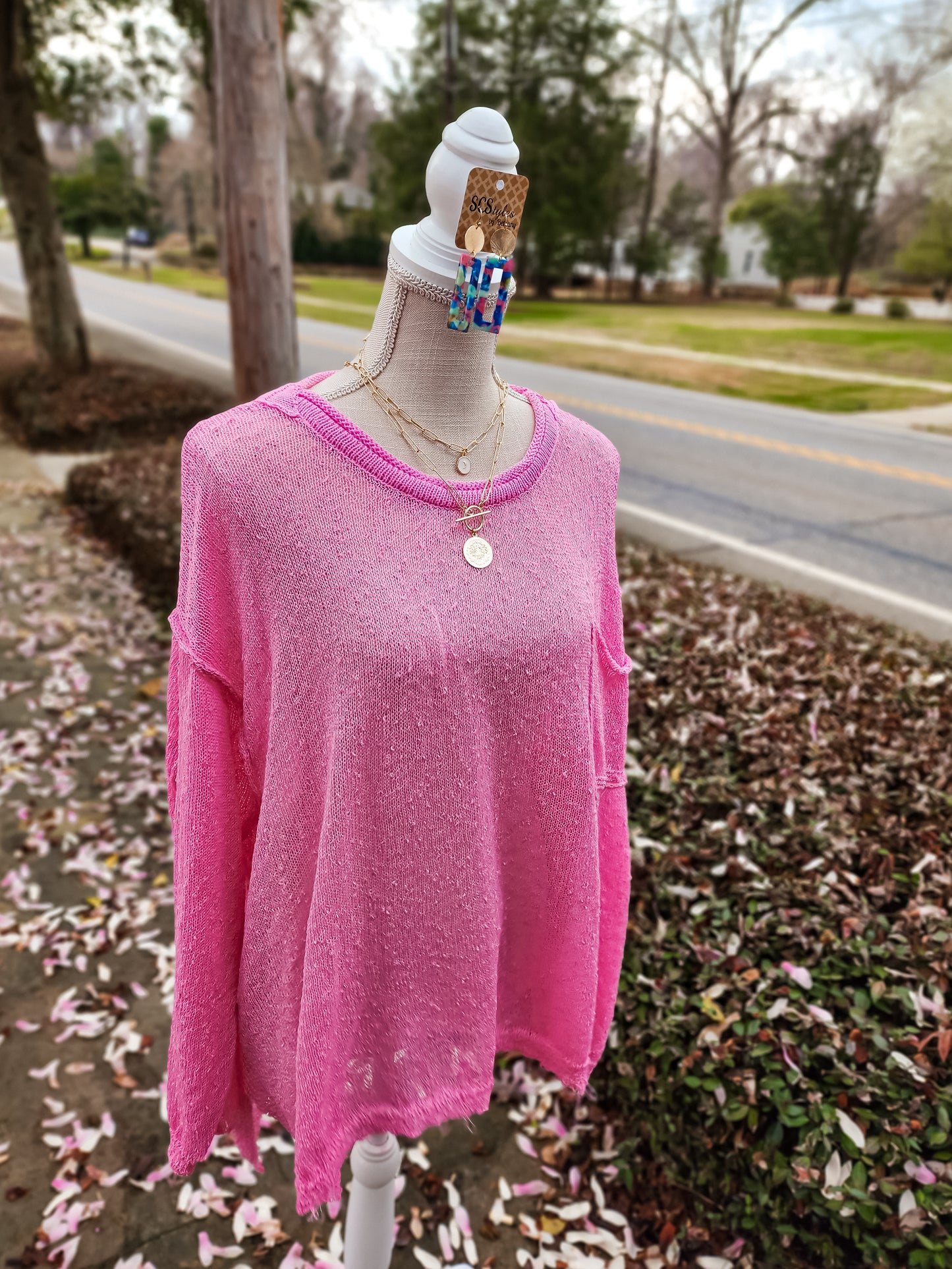 Chessley Light Weight Knit Sweater (Barbie Pink)