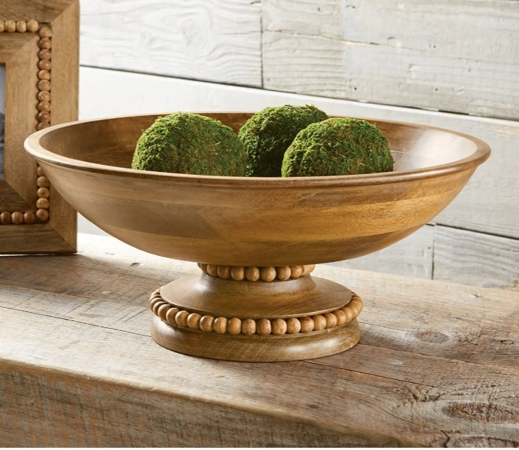 Natural Wood Pedestal Footed Bowl