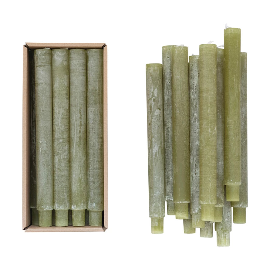 Green Powdered Taper Candle Sticks
